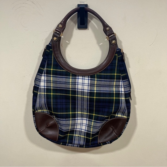 RARE J. McLaughlin Tartan Handbag Vintage Wool /Leather plaid Handbag - Picture 5 of 15